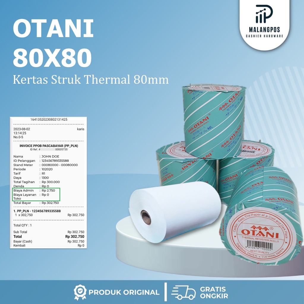 Otani 80x80 mm Kertas Thermal Printer Thermal Epson TMT82X Kasir Pos Printer Parkir Antrian