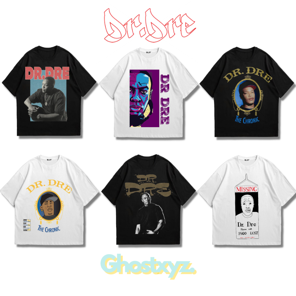 Ghostxyz T-Shirt Dr Dre Black White Oversize Vintage Tee Baju Kaos