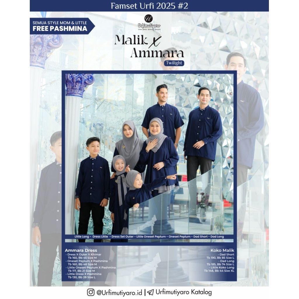 Malik Ammara Family Baju Couple Keluarga Sarimbit Lebaran Couple Gamis Kemeja