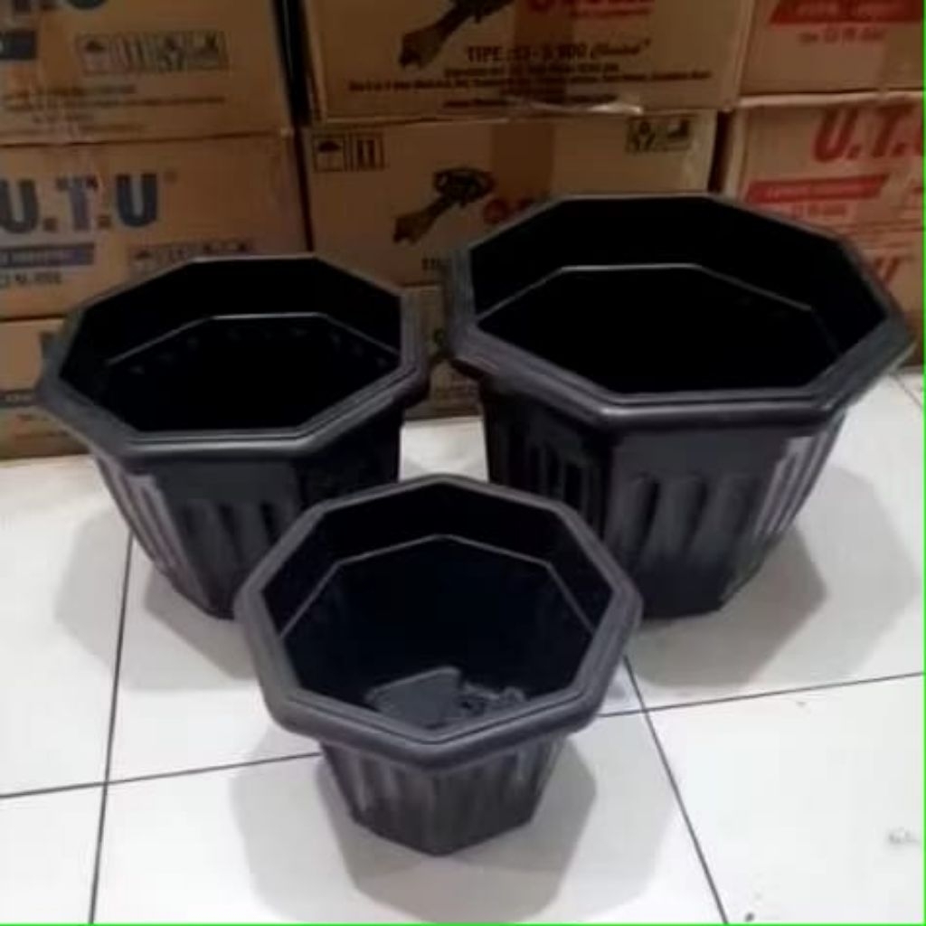 Pot Bunga Hitam Phylia Pot Bunga Segi Pot Bunga Plastik