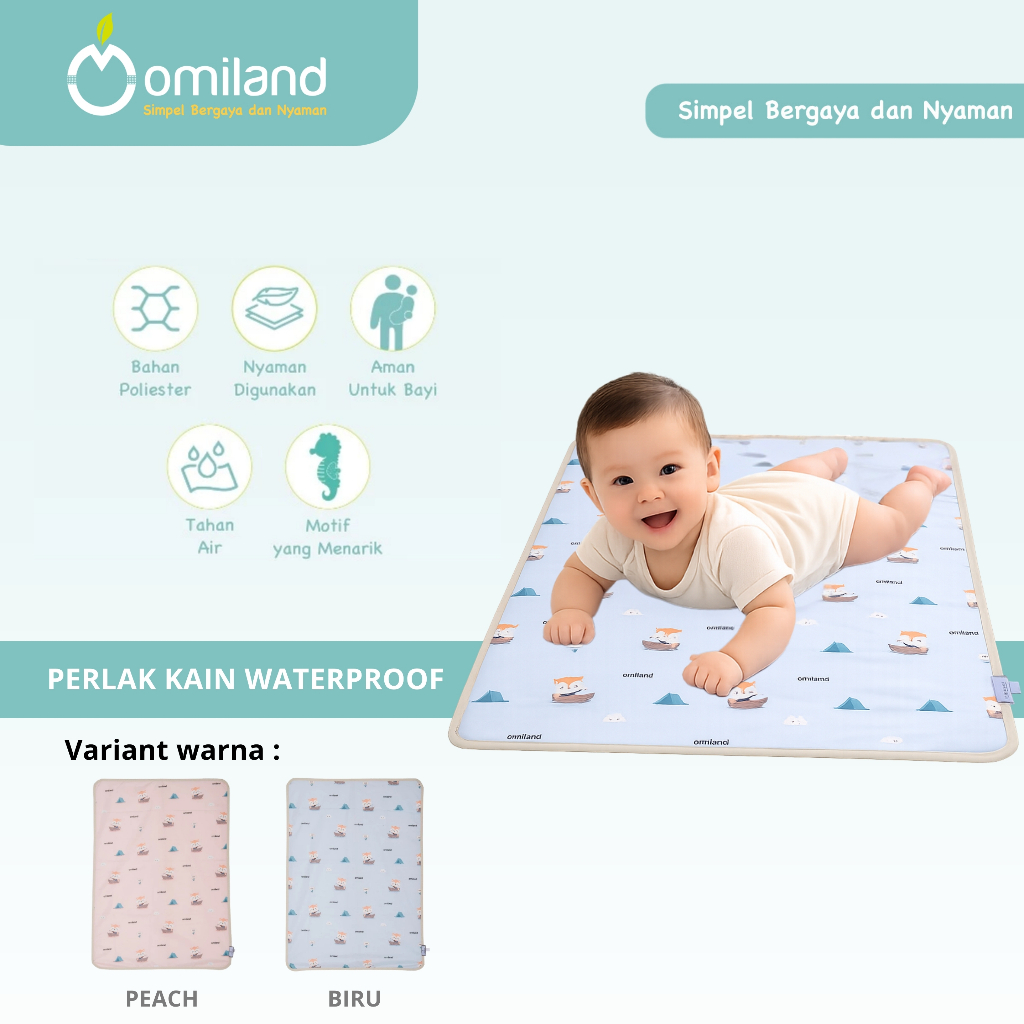 Omiland Perlak Kain Waterproof untuk Ompol Bayi Lembut dan Anti Tembus