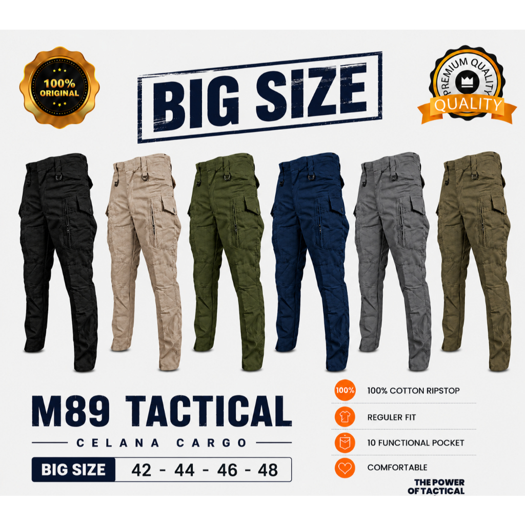 Celana Tactical M89 Outdoor Pria Lapangan Cargo Nyaman BIG SIZE