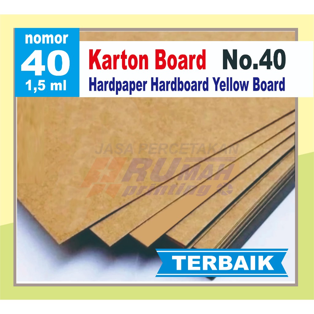 Kertas Karton Board A4 & F4 No.40 Hardpaper Hardboard Yellow Board A4 & F4 Tebal 1.5 Mm