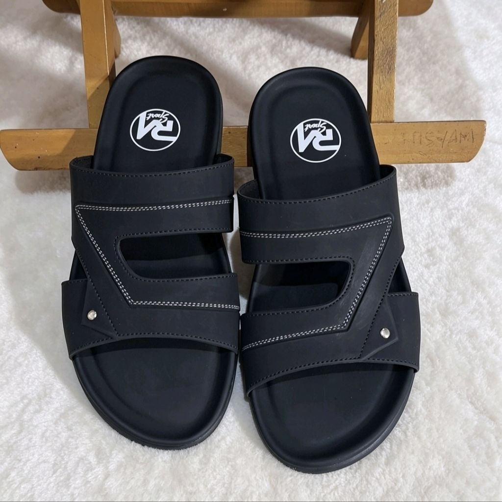 Sandal Selop Premium Kulit Asli Sandal Slop Pria RM Sport Size 39-43