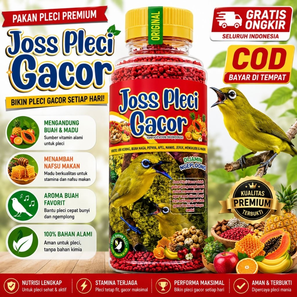 voer pleci JOSS PLECI GACOR voer burung pleci dosis tinggi voer nutrimax nutribird pleci uni