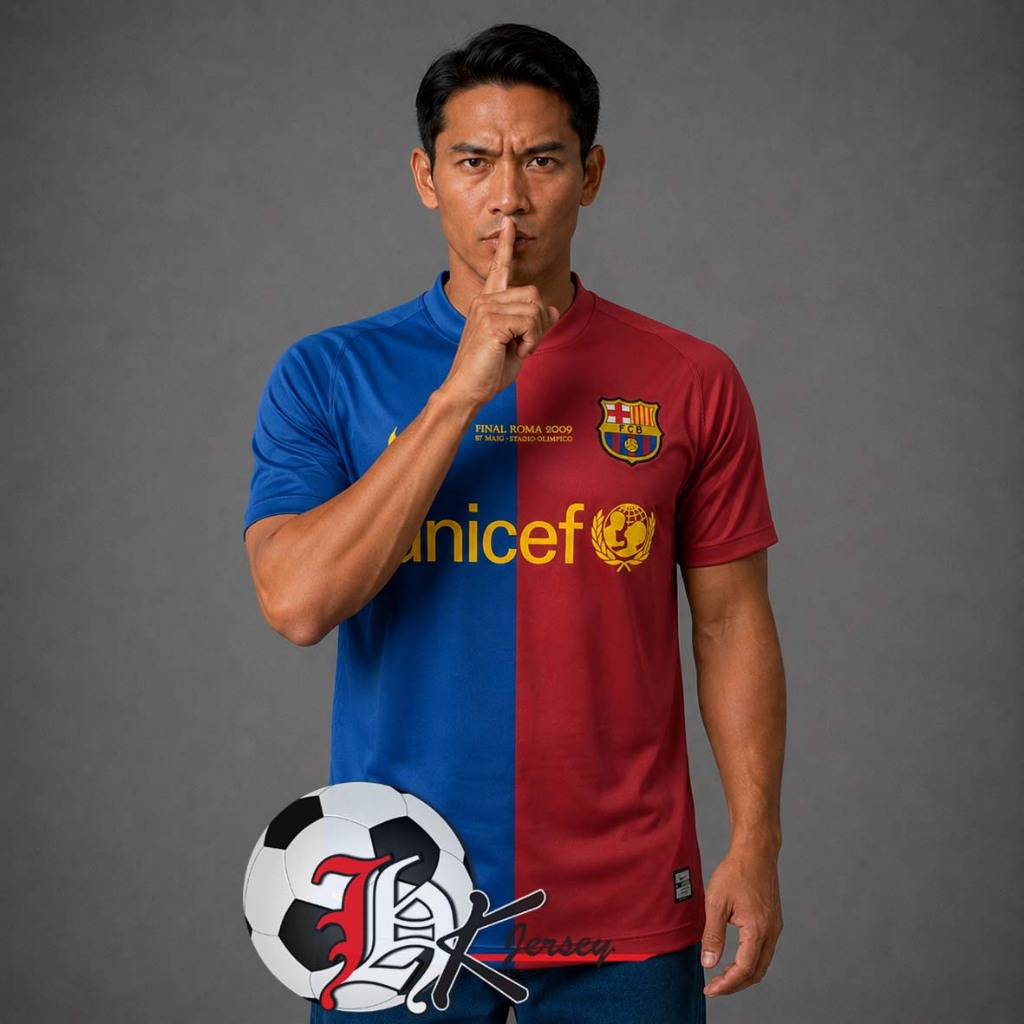 JERSEY BOLA RETRO BARCELONA HOME FINAL ROMA 2009