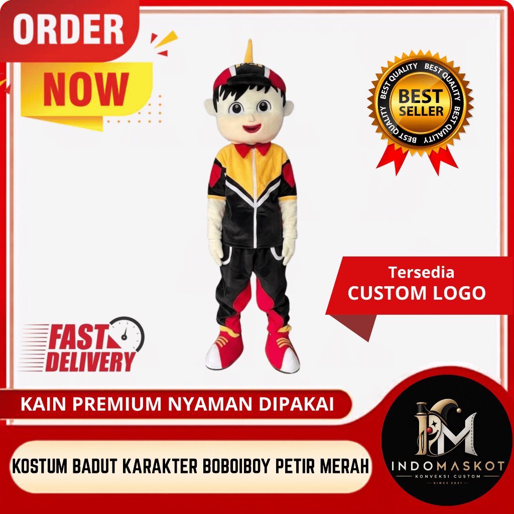 KOSTUM BADUT TERMURAH KARAKTER BOBOIBOY PETIR MERAH