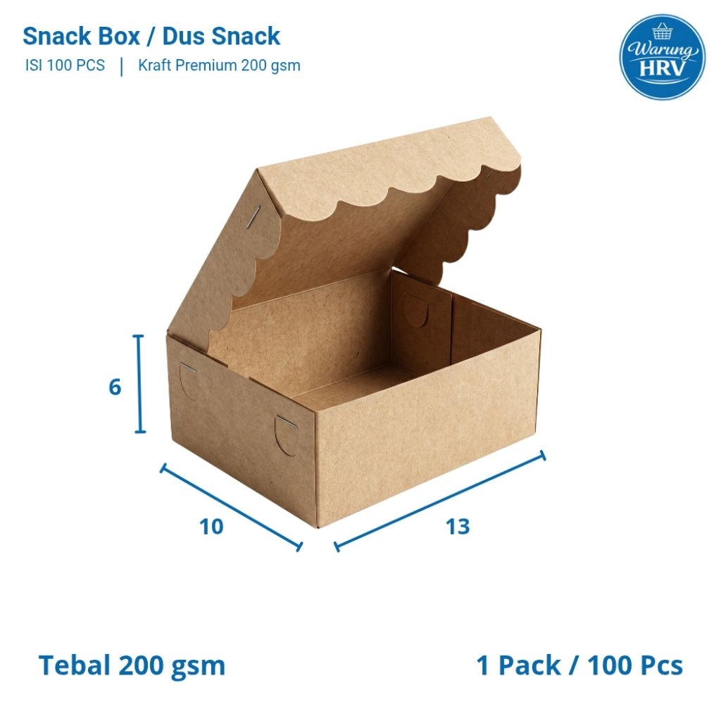 ( Isi 100 Pcs ) Dus Snack / Snack Box Kraft / Kotak Kue