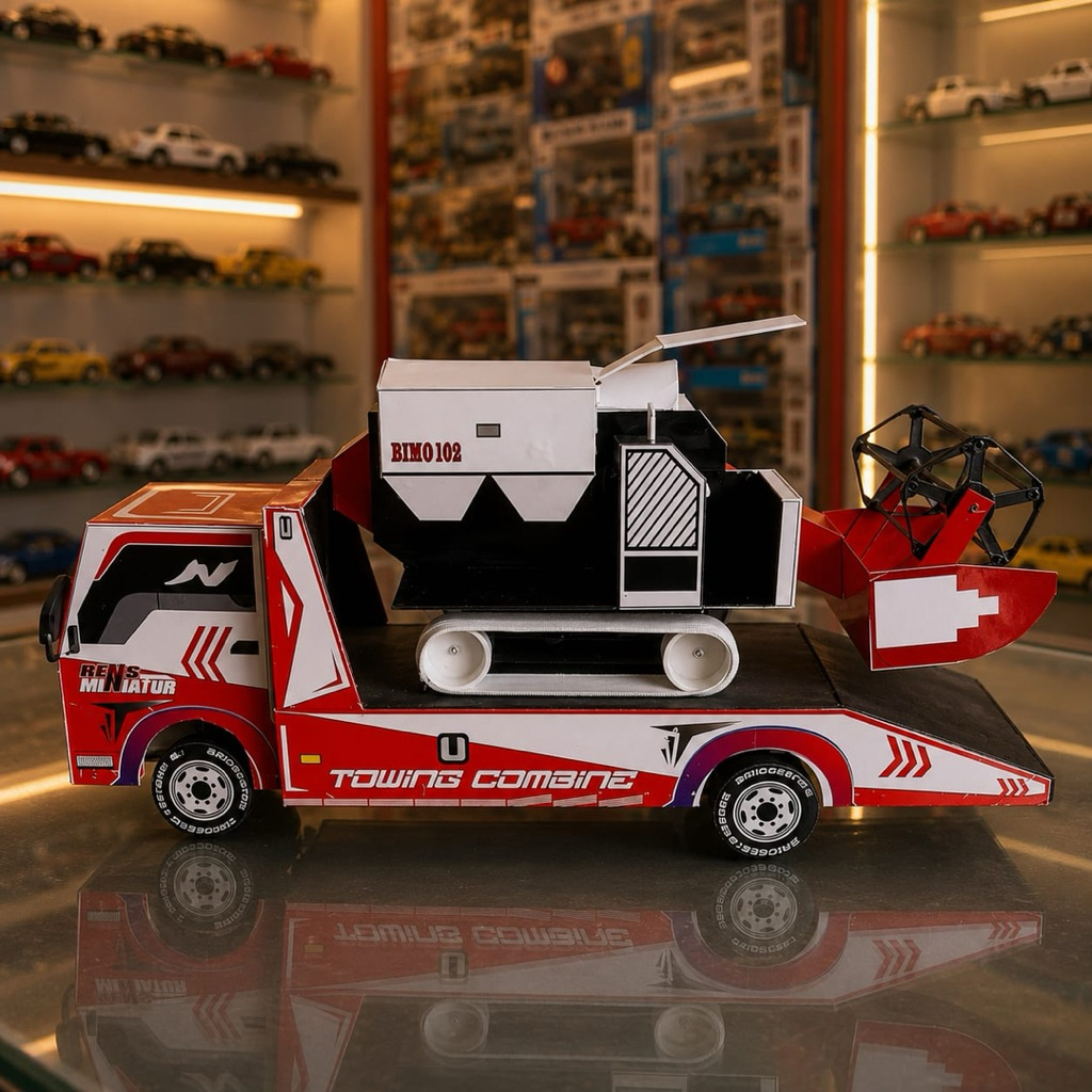 mainan miniature combine plus towing tanpa remote