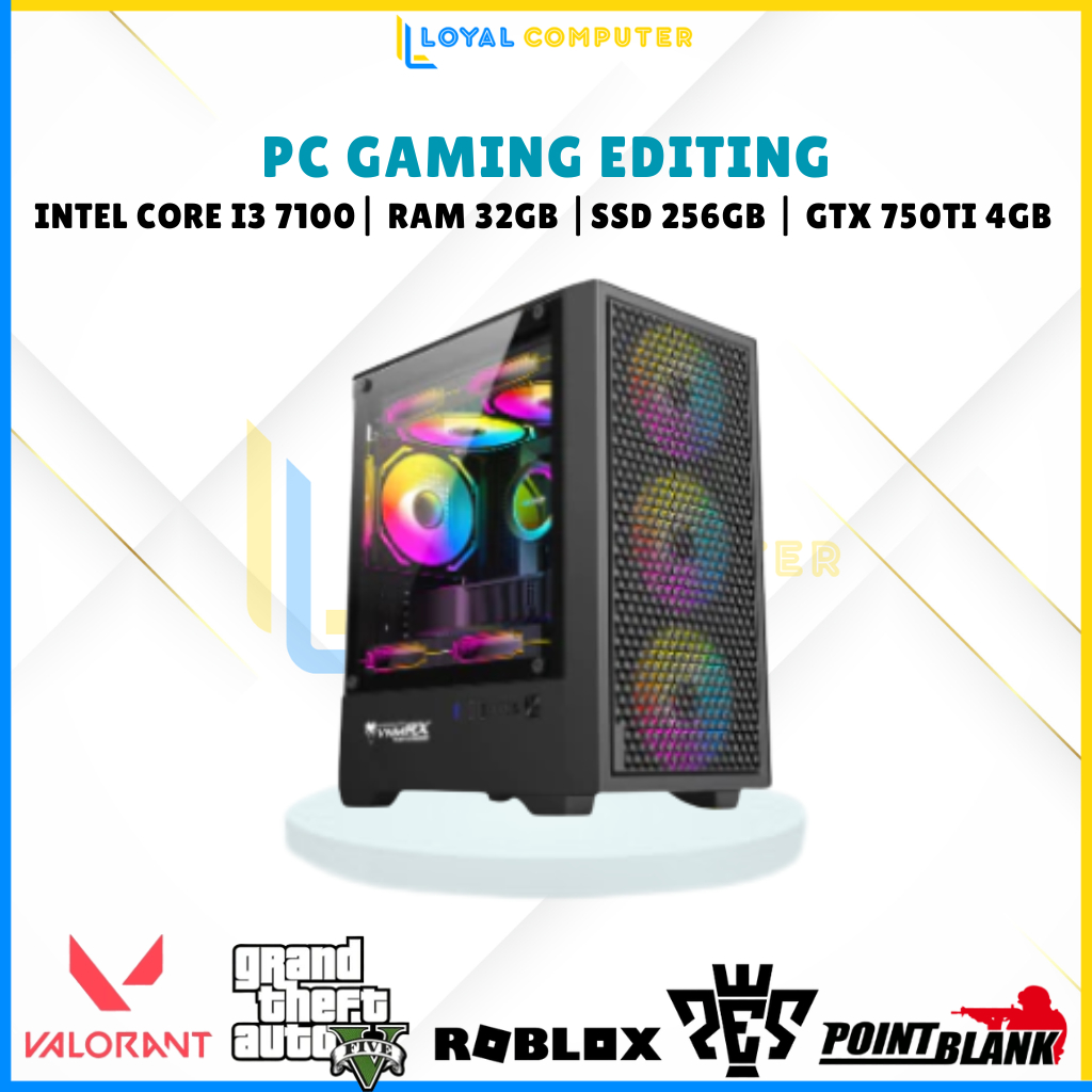 PC Rakitan Gaming Editing Murah Intel Core i3 7100 Ram 32gb SSD 256gb Vga Gtx 750 Ti Free WIFI