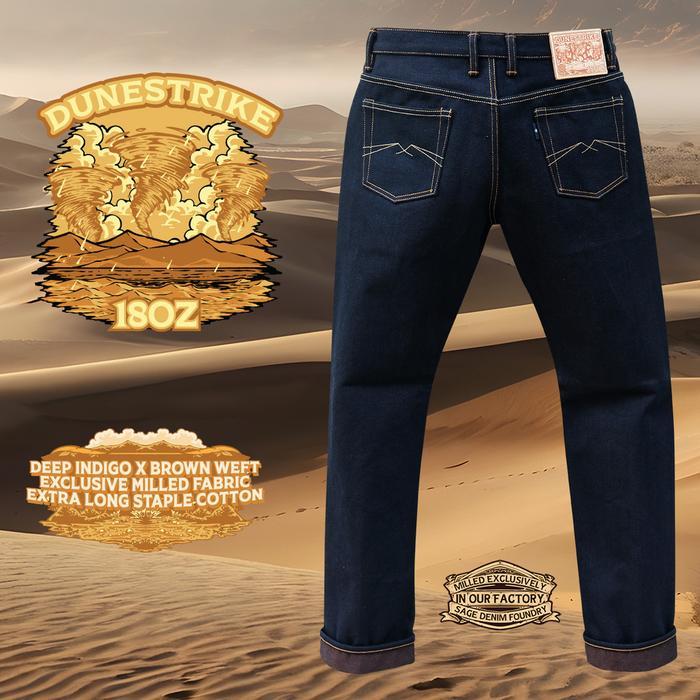 Sage Denim Dunestrike 18oz Unsanforized Deep Indigo x Brown BARANG REDY SIAP KIRIM - 27 Slim Cut