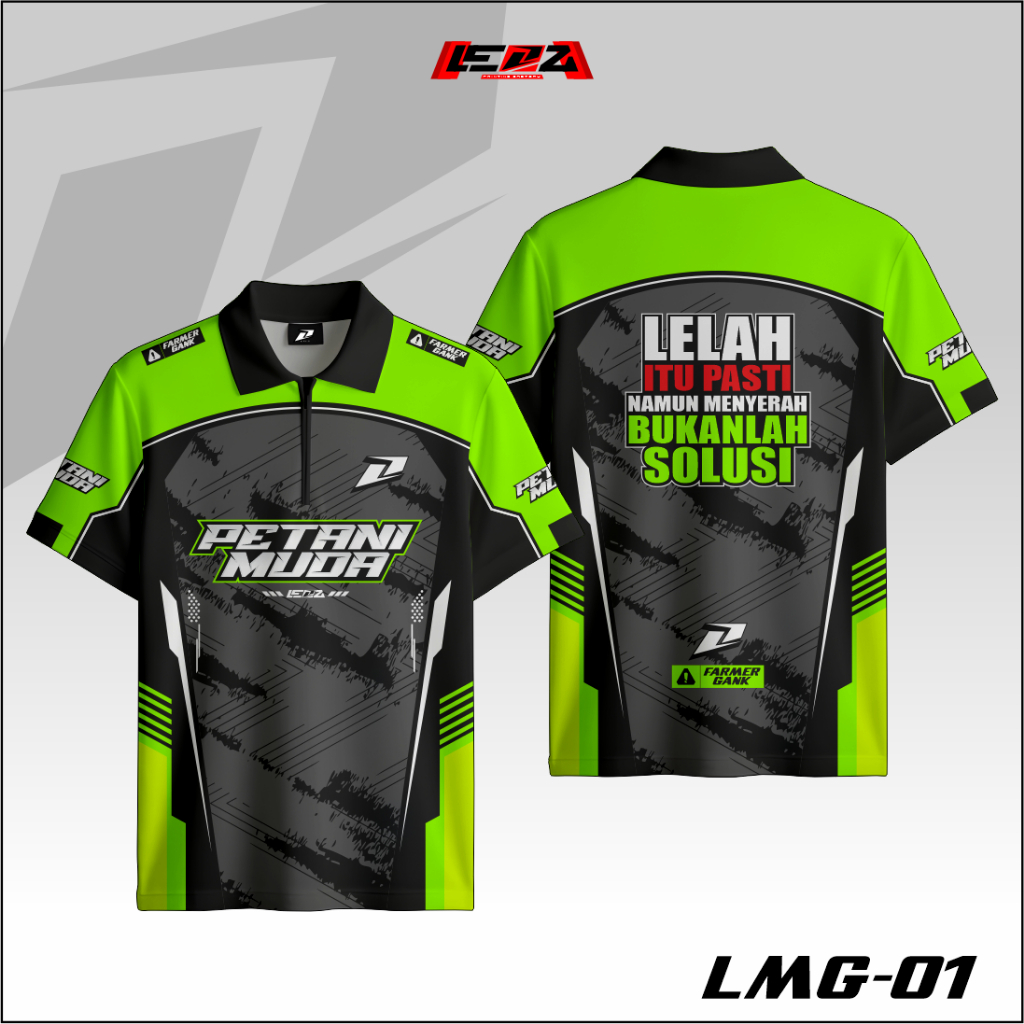 Baju Jersey Petani Muda Lengan Pendek Kerah Ressleting Dyr Fit Premium
