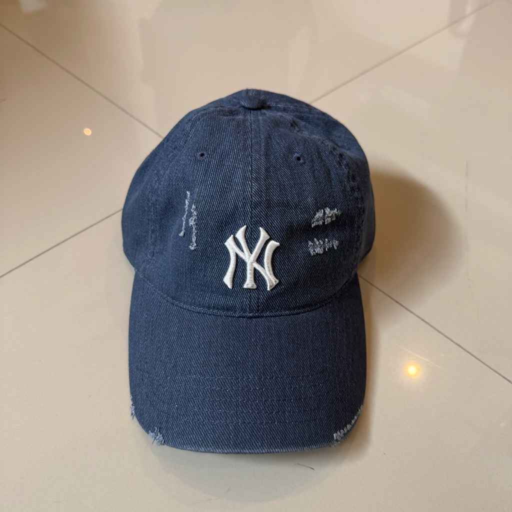 Topi MLB NY White Blue Denim Cap 100% Original