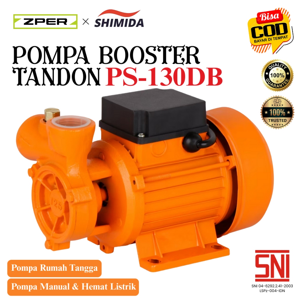 ZPER x SHIMIDA Mesin Pompa Air Booster Manual & Otomatis Pompa Rumah Tangga Toren Tekanan Kuat