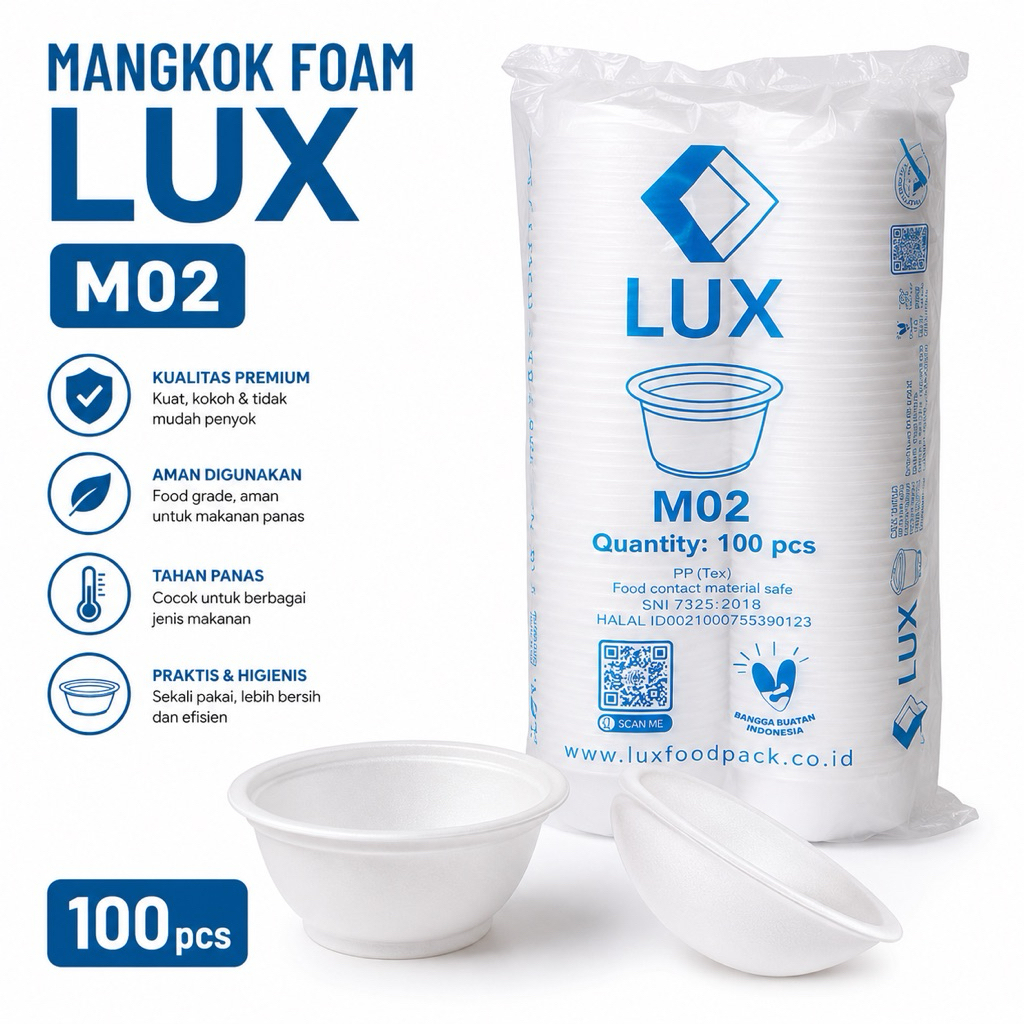 Styrofoam Mangkok Putih (LUX) – Wadah Makanan Praktis