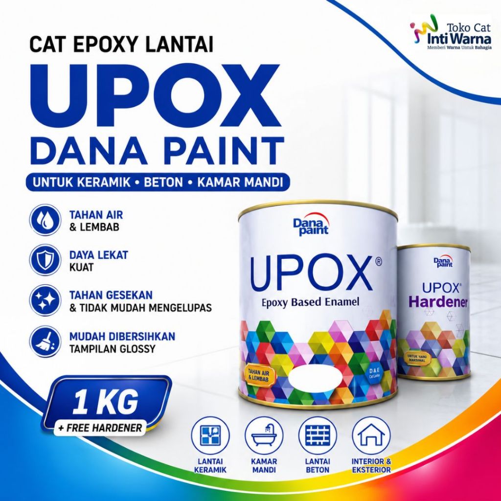 Cat Epoxy Lantai Keramik UPOX Dana Paint 1L + Hardener | Cat Kamar Mandi | Cat Lantai Beton | Epoxy 