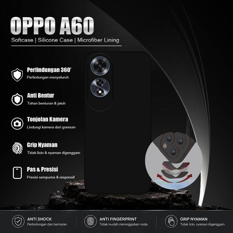 Softcase Hitam Polos For Oppo A60 - Softcase Handphone - Casing Hape - Casing Ponsel - Case Aestheti