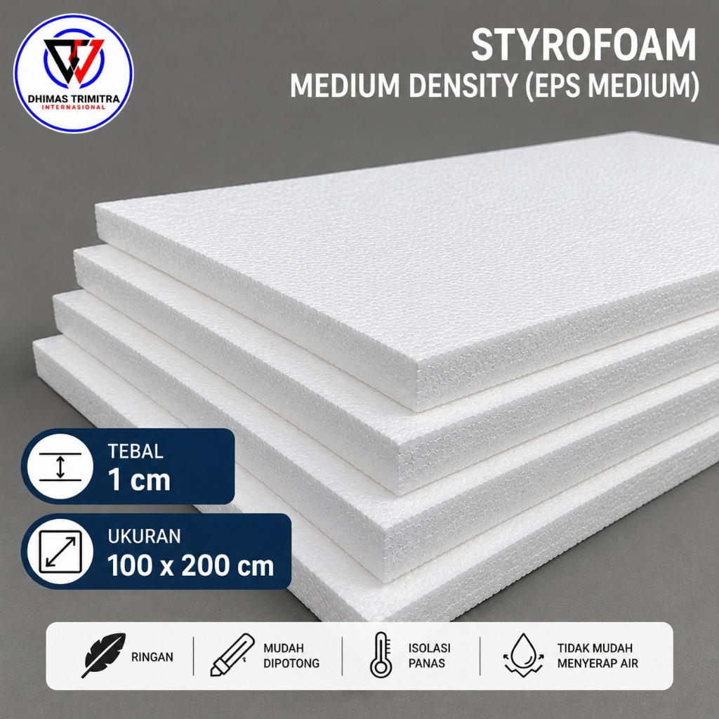 Styrofoam Lembaran Density Medium, Tebal 1cm Ukuran 100x200