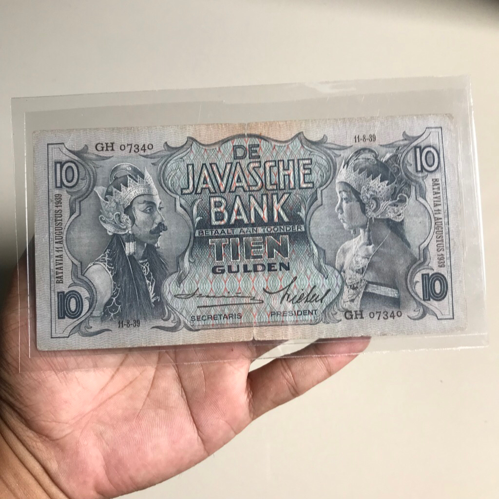 Uang Kuno 10 Gulden Wayang seri Gh TTD Smith