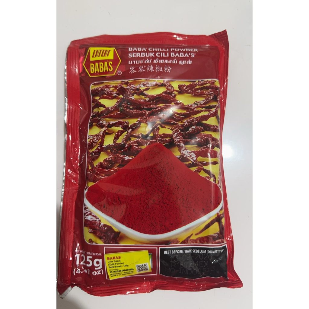 Babas chilli Powder 125gram/ Babas bumbu cabe malaysia / babas cili import