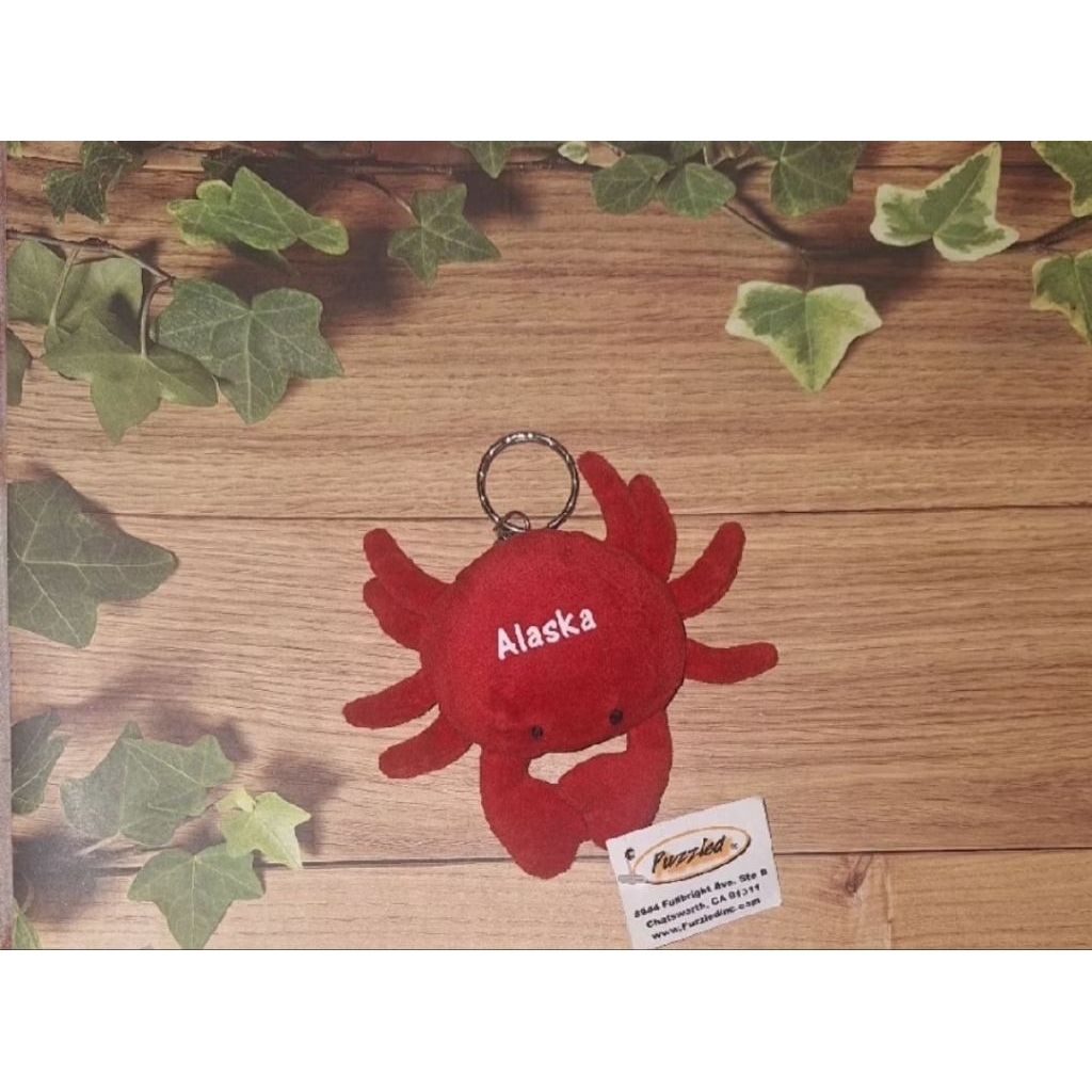 gantungan kunci kepiting merah alaska, souvenir king crab, oleh-oleh key chain amerika