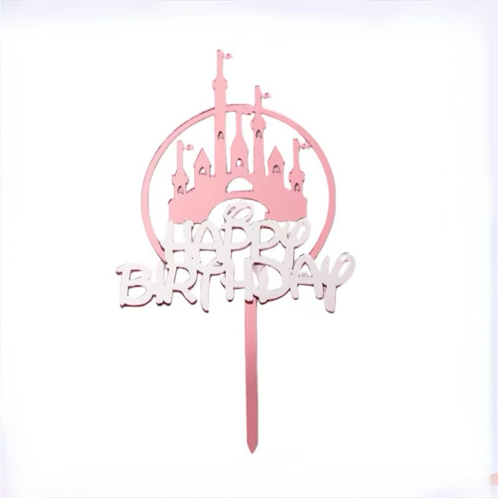 Cake topper hbd Kastil /  tancapan happy birthday castle / cake topper akrilik castle