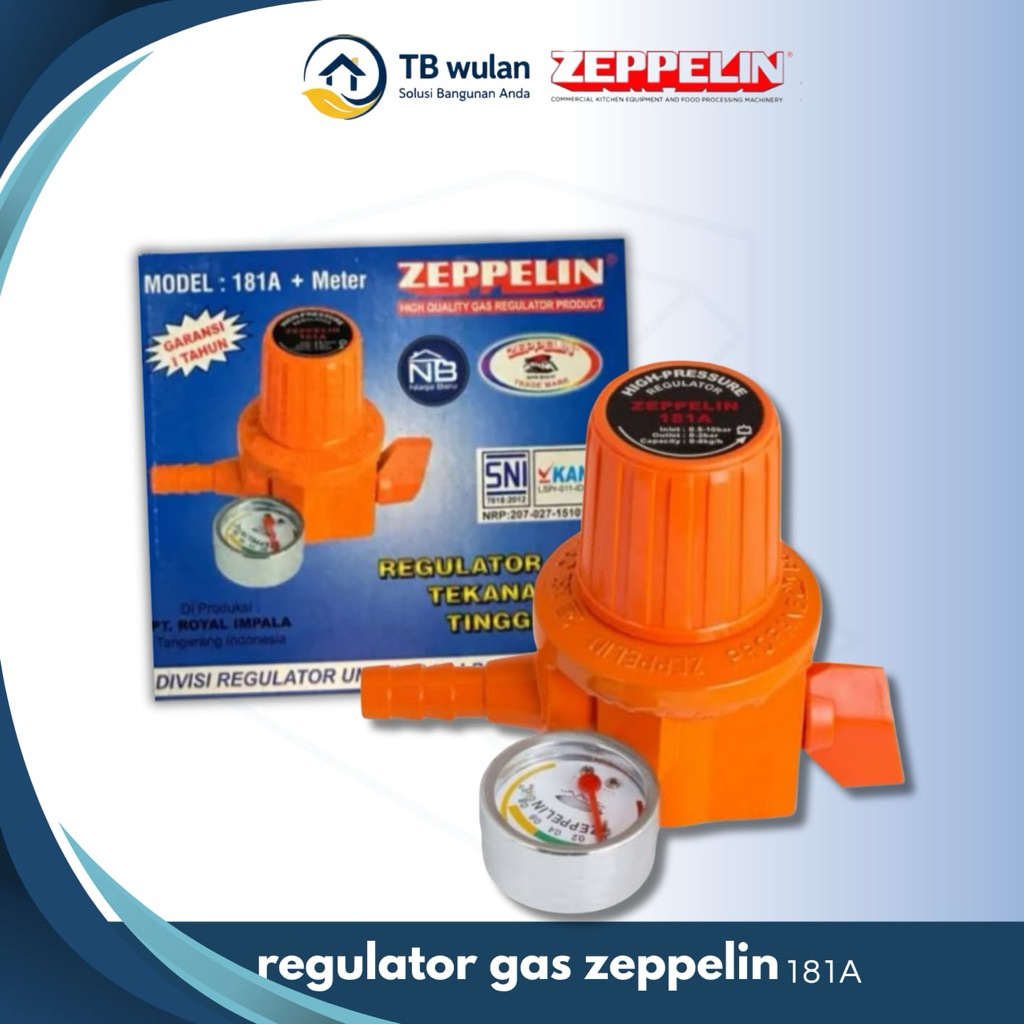 Regulator LPG ZEPPELIN Manometer 181A High Pressure*   _Regulator Gas + Meter Tekanan, Lebih Aman & 