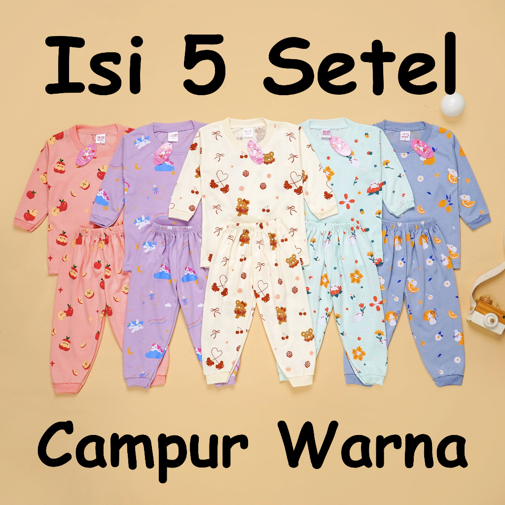 Xiao Wei - (ISI 5 SETEL) Setelan Anak & Bayi Lula Pajamas/ Baju Anak Perempuan / Baju Bayi / Setelan