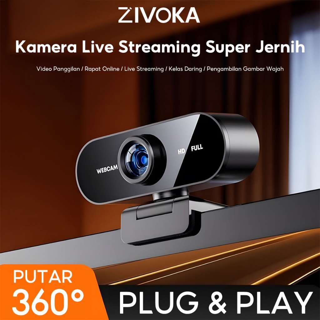 Webcam ZIVOKA HDCamera 10 Exclusive Teknologi Rilis Pertama 1080P Full HD Super Jernih Mic Anti Nois