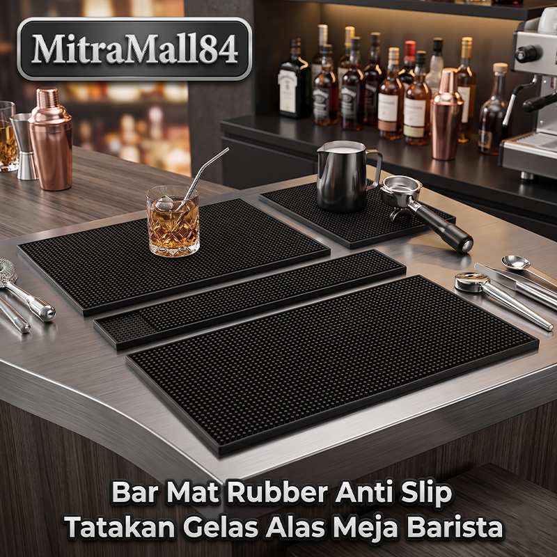 Bar Mat Rubber Spill Proof Anti Slip Tatakan Gelas Alas Meja Barista