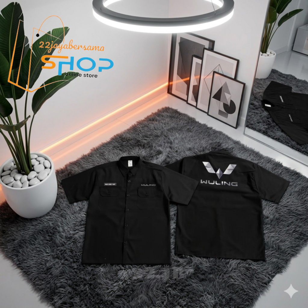 Kemeja WULING MOBIL LISTRIK Free nama bordir•Baju mobil listrik wuling bordir computer•Seragam wulin
