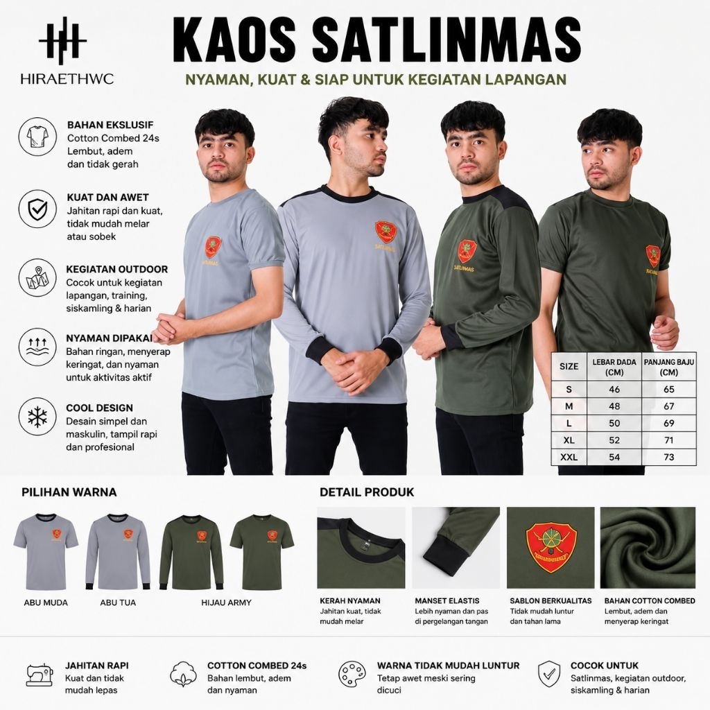 Kaos Decker Linmas Kaos Satlinmas Kaos Hansip tangan Panjang Lengan Panjang Kaos Lengan panjang Linm