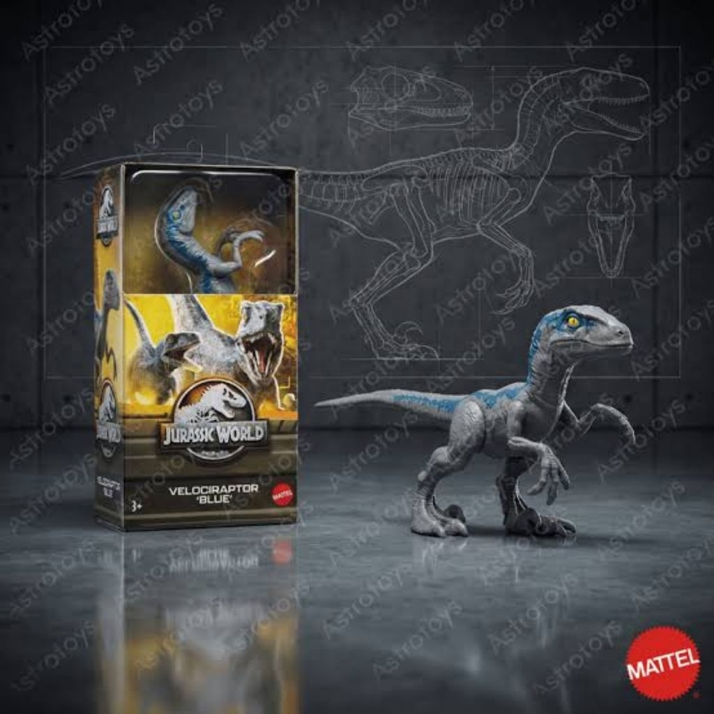 ACTION FIGURE. JURASSIC WORLD. MATTEL. VELOCIRAPTOR BLUE