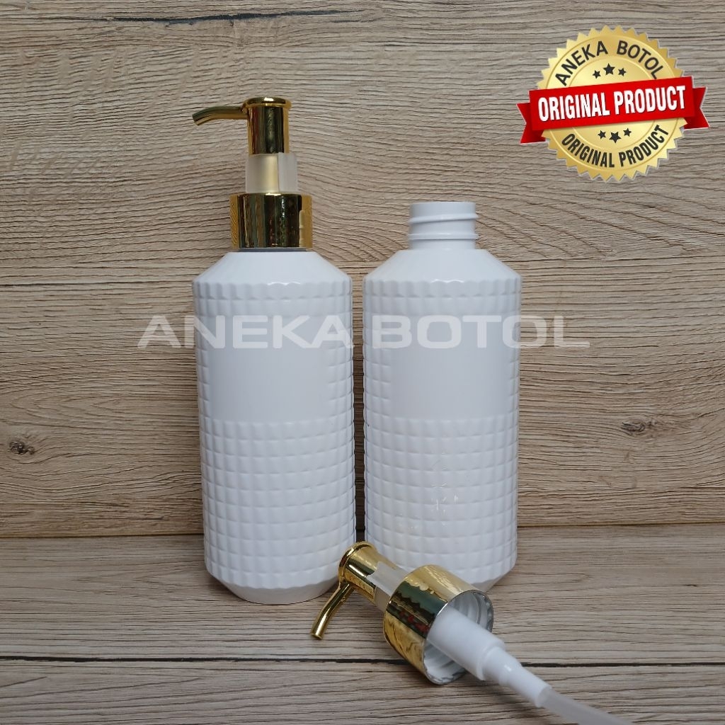 BOTOL DIAMOND 300 ML DOVE TUTUP PUMP CLIP GOLD SILVER HITAM N28 / WADAH KOSMETIK SABUN SHAMPOO AESTH