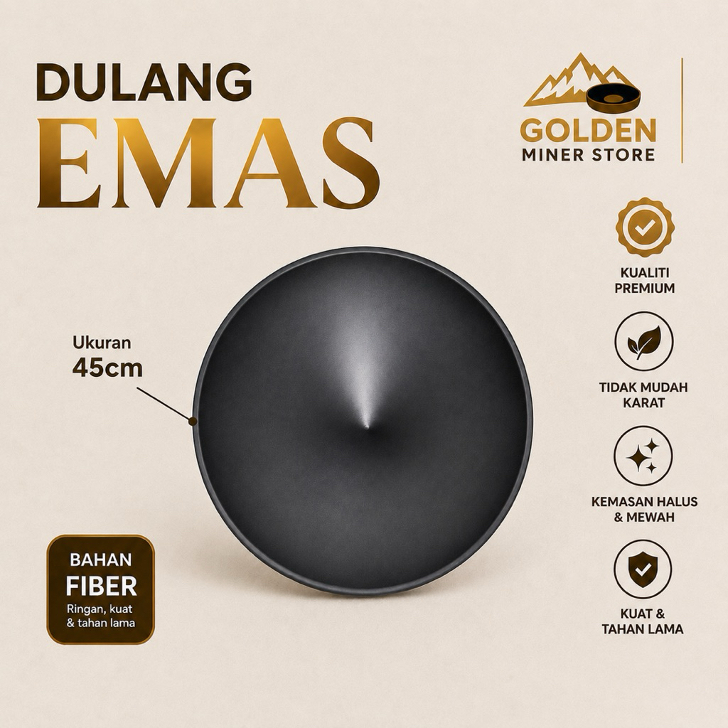 [ 45 CM ] Alat dulang emas bahan fiberglass / dulang emas fiber kuat dan tahan lama / alat dulang em
