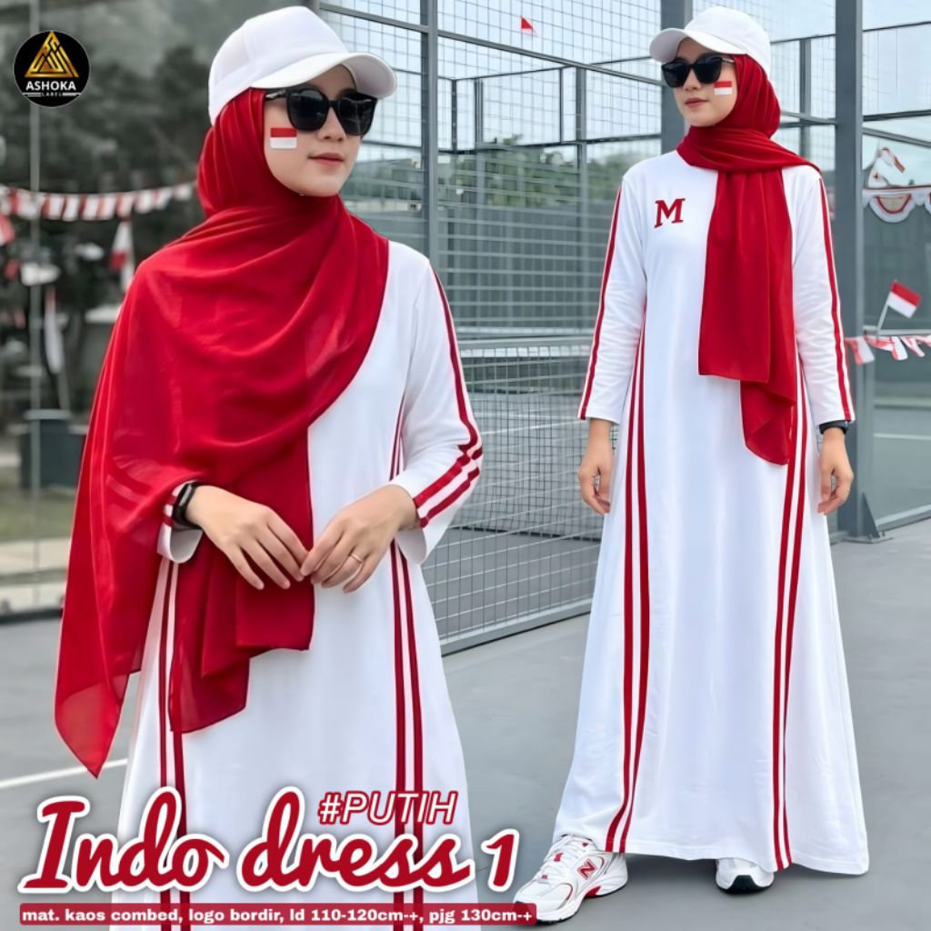 Indo dress / gamis kemerdekaan / maxy dress merah putih / gamis merah putih / gamis indo