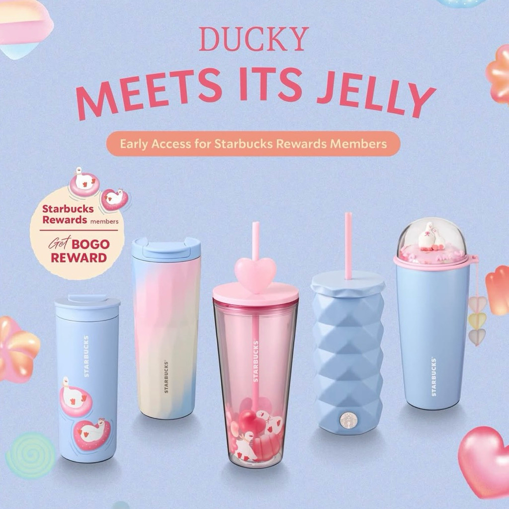 Tumbler Starbucks Ducky Meets Its Jelly Chako Lab Bebek Biru Pink Botol Minum Mug Gelas Sbux