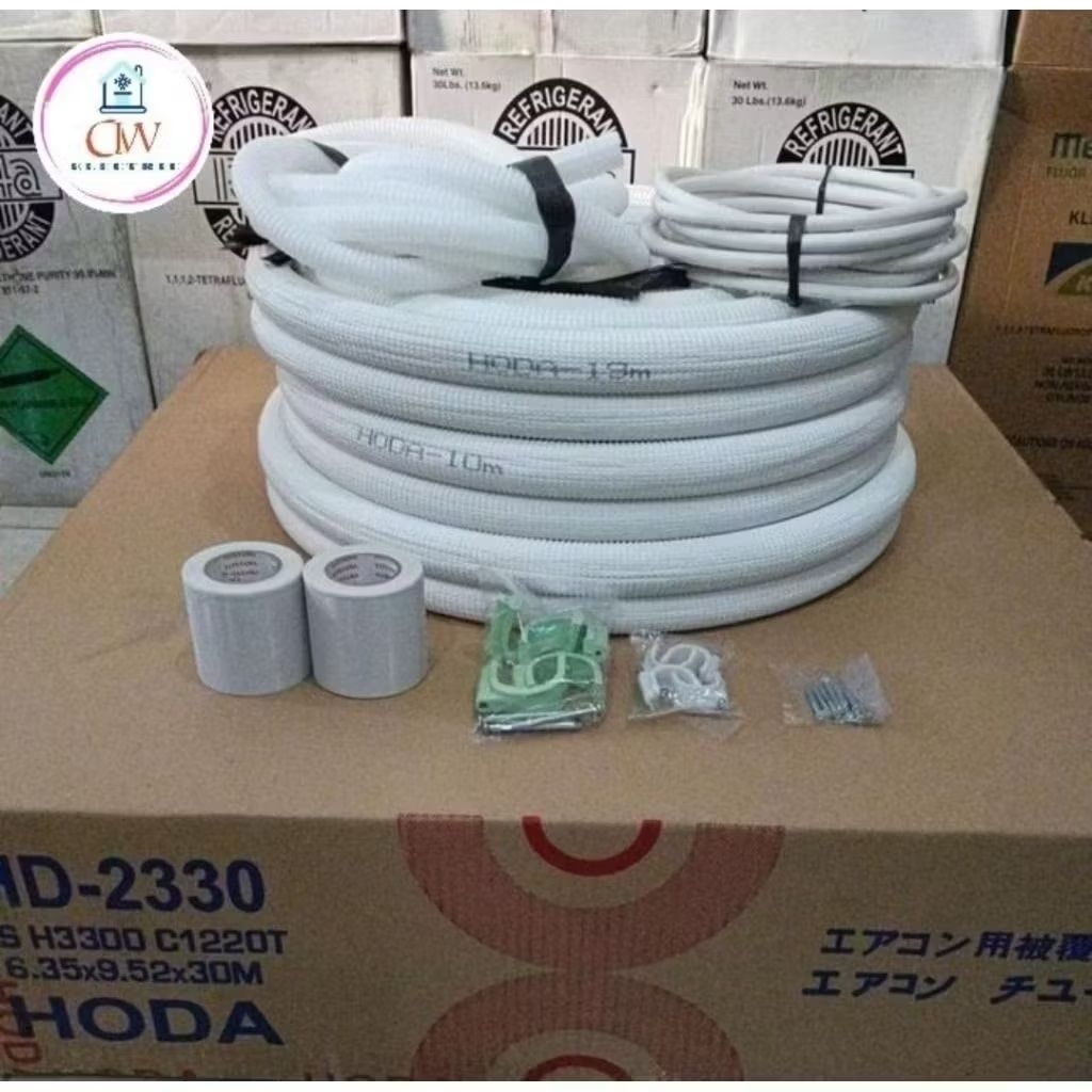 paket hoda 6 meter tanpa breket(link khusus)uk.1/4+3/8 untuk AC standard & low watt dari 0,5 PK - 1 