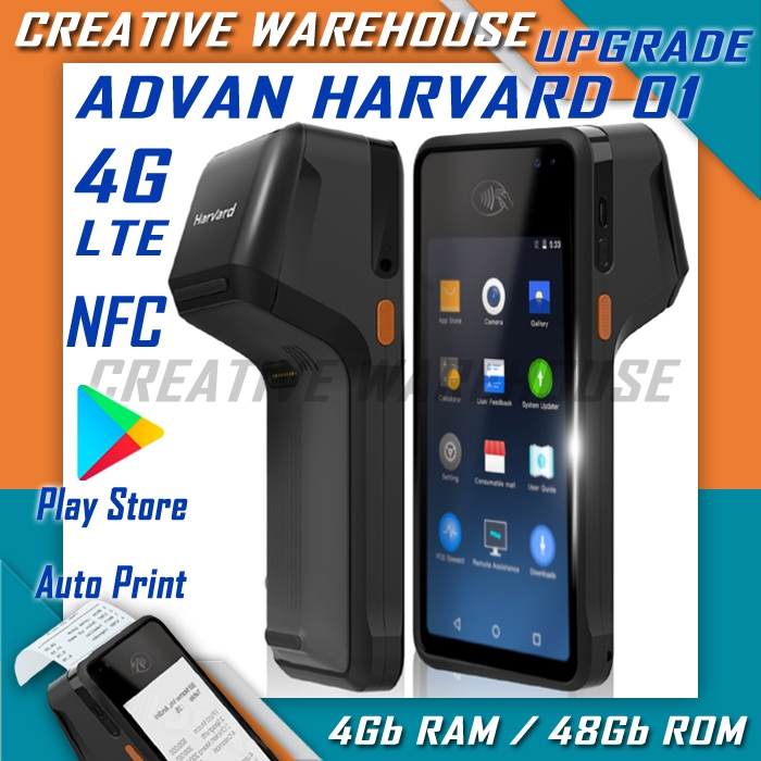 Mesin Kasir Android ADVAN HARVAD 01 4G LTE 2Gb Ram/16Gb Rom | 4Gb Ram/48Gb Rom (Upgrade) Play Store 