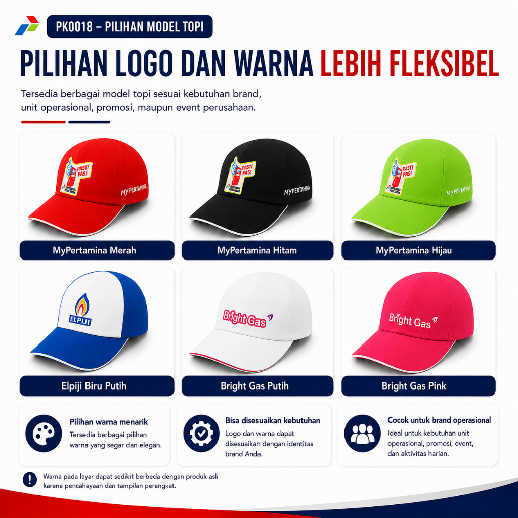 Topi Spbu operator pasti pas, pasti prima, lpg, spbe, bright gas spbu my pertamina