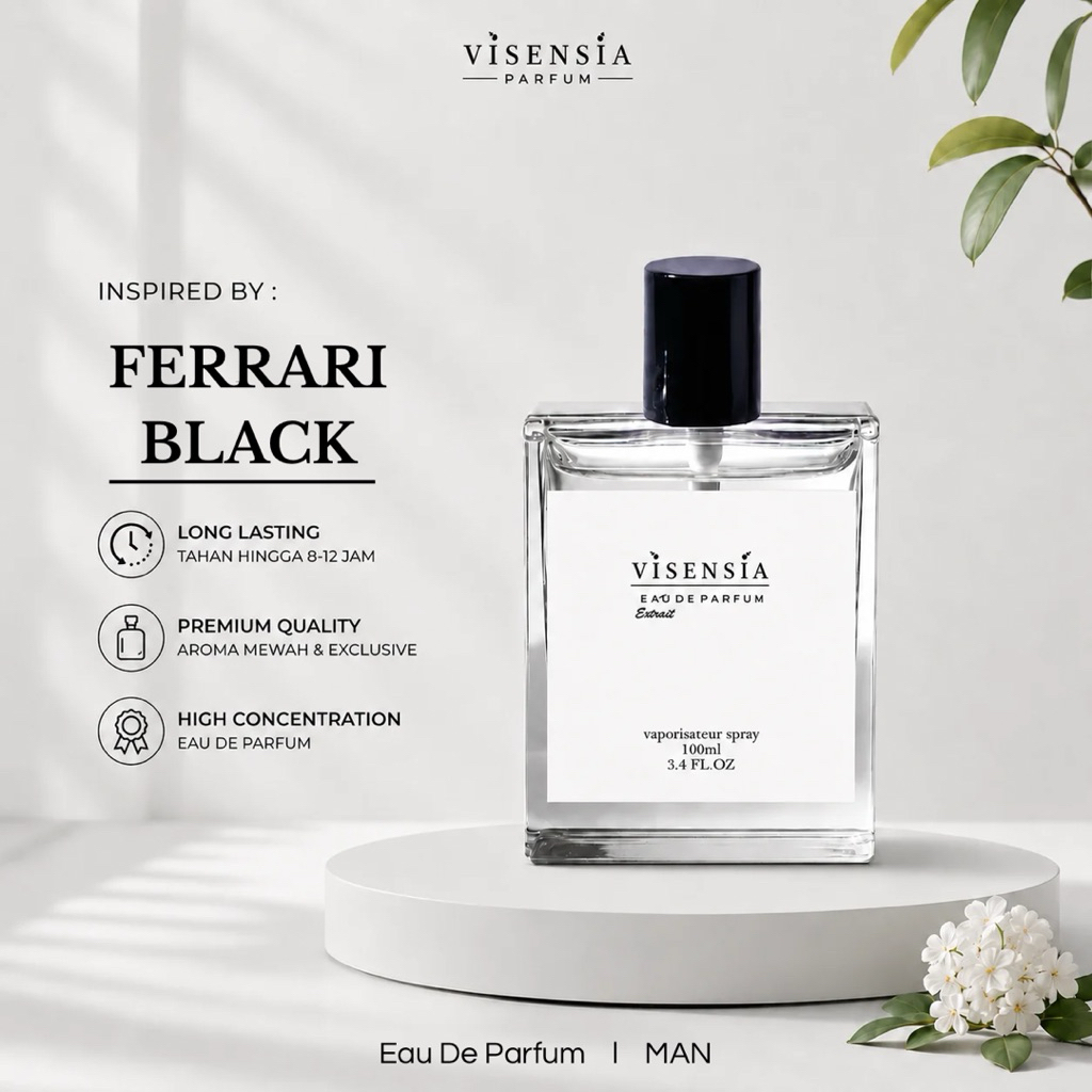 Visensia V189 > Ferrari Black – Parfum Pria Aromatic Woody Fresh | Extrait de Parfum