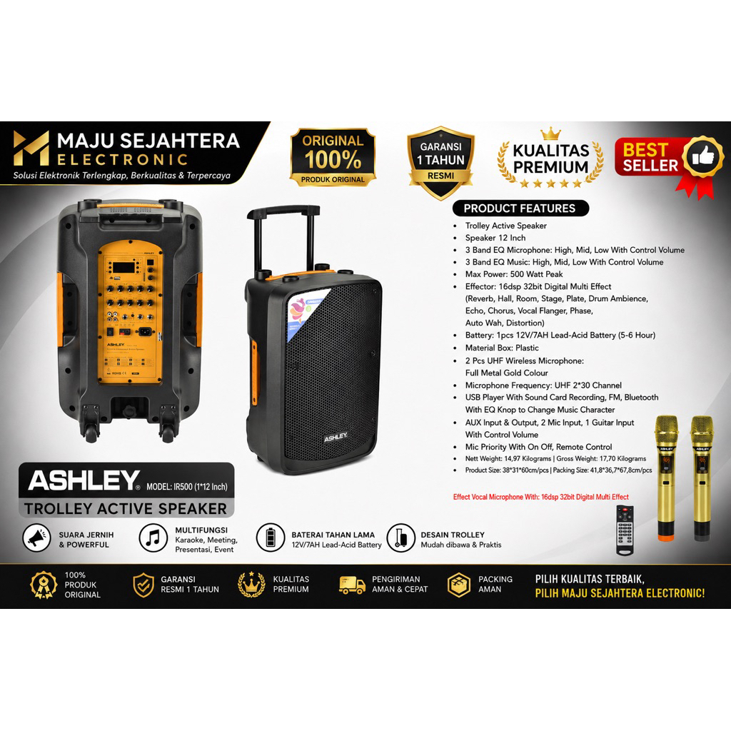 PORTABLE ASHLEY 12 INCH IR-500 IR500 IR 500 ORIGINAL SNI GARANSI RESMI