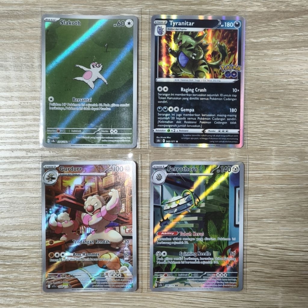 Paket Bundle Art Rare Set - Slakoth AR + Gurdurr AR + Ferrothorn AR + Tyranitar R Original