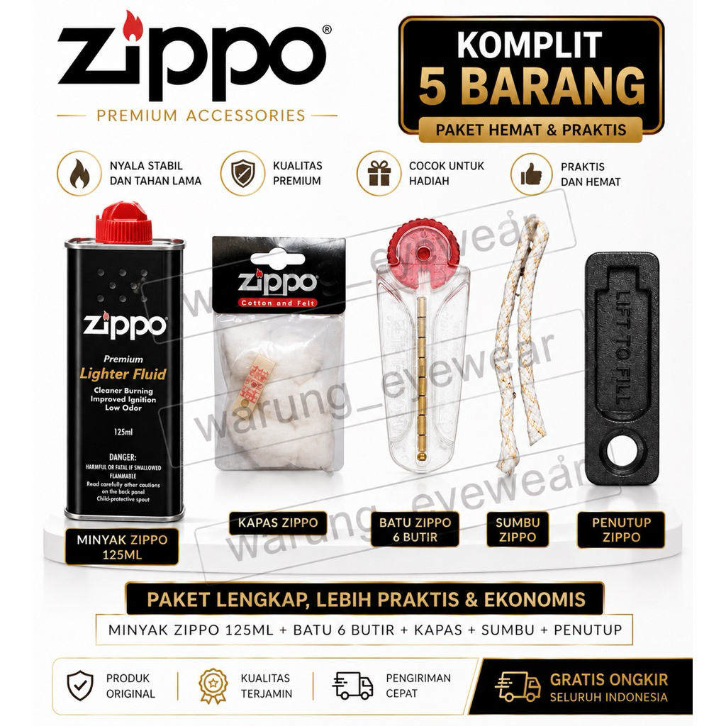 COD - PAKET KOMPLIT- MINYAK ZIPPO + BATU ZIPPO + SUMBU ZIPPO +KAPAS ZIPPO MINYAK ZIPPO ISI ULANG KOR