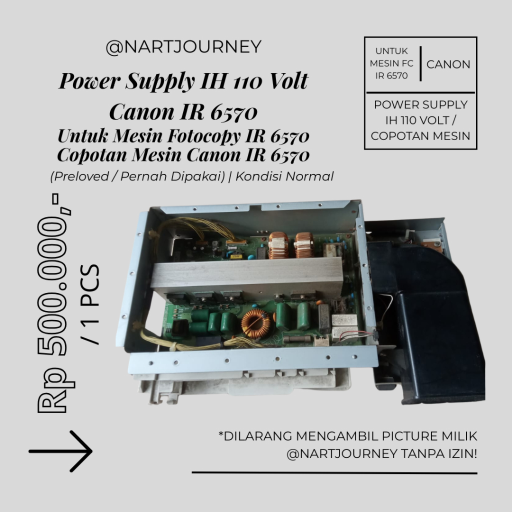 [PRELOVED / PERNAH DIPAKAI] Power Supply IH 110 Volt Mesin Fotocopy Canon IR 6570 Copotan Mesin