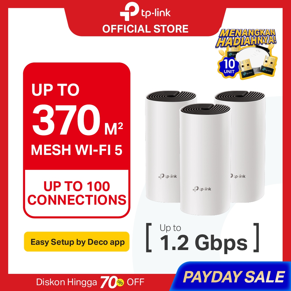 TP-Link Deco M4 | 3 pack | AC1200 Mesh WiFi System | Dual Band | Gigabit | WiFi 5 | 1200 Mbps