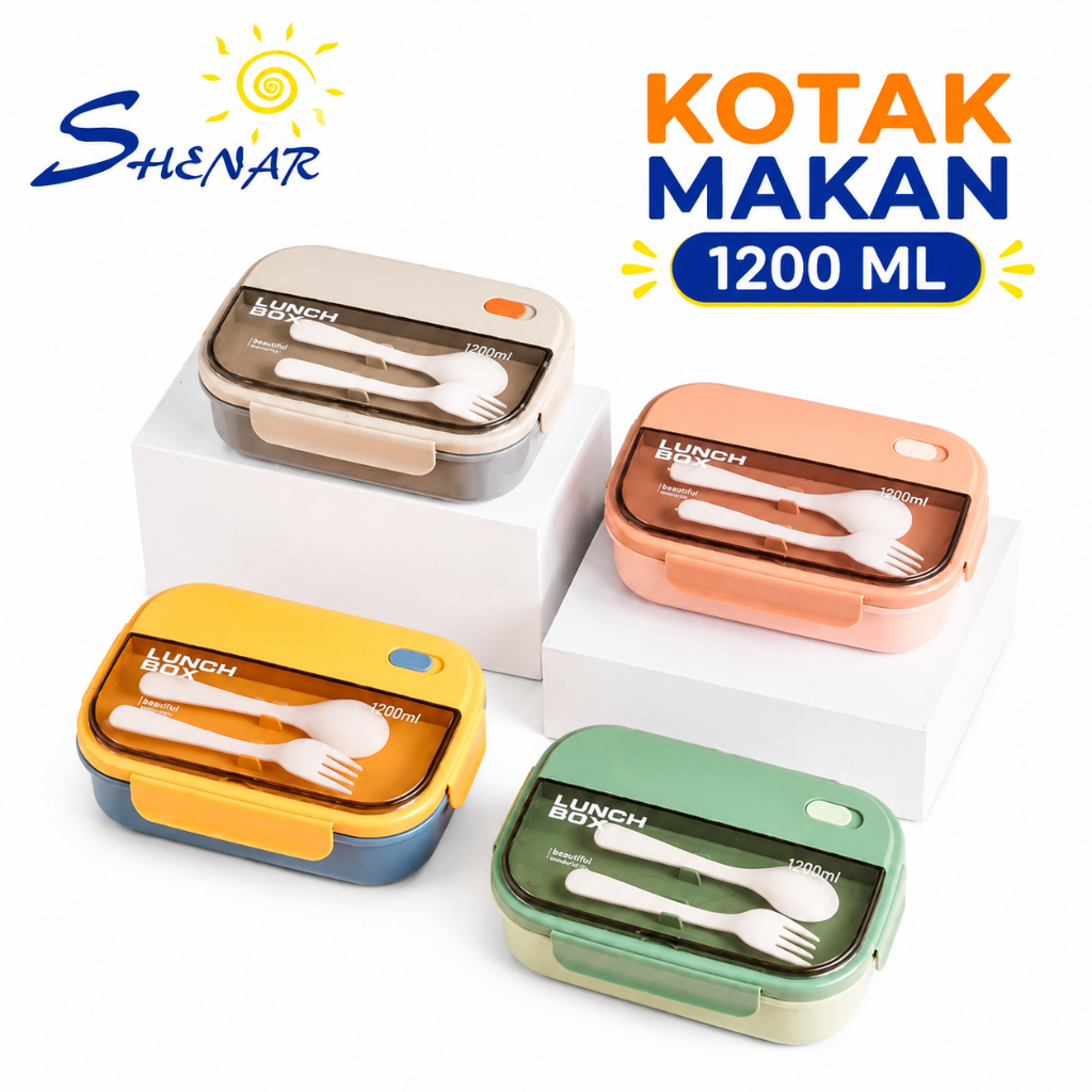 Lunch Box Set Kotak Bekal Makan Plastik / Kotak Makan Free Sendok Tempat Makan /Tempat Bontot