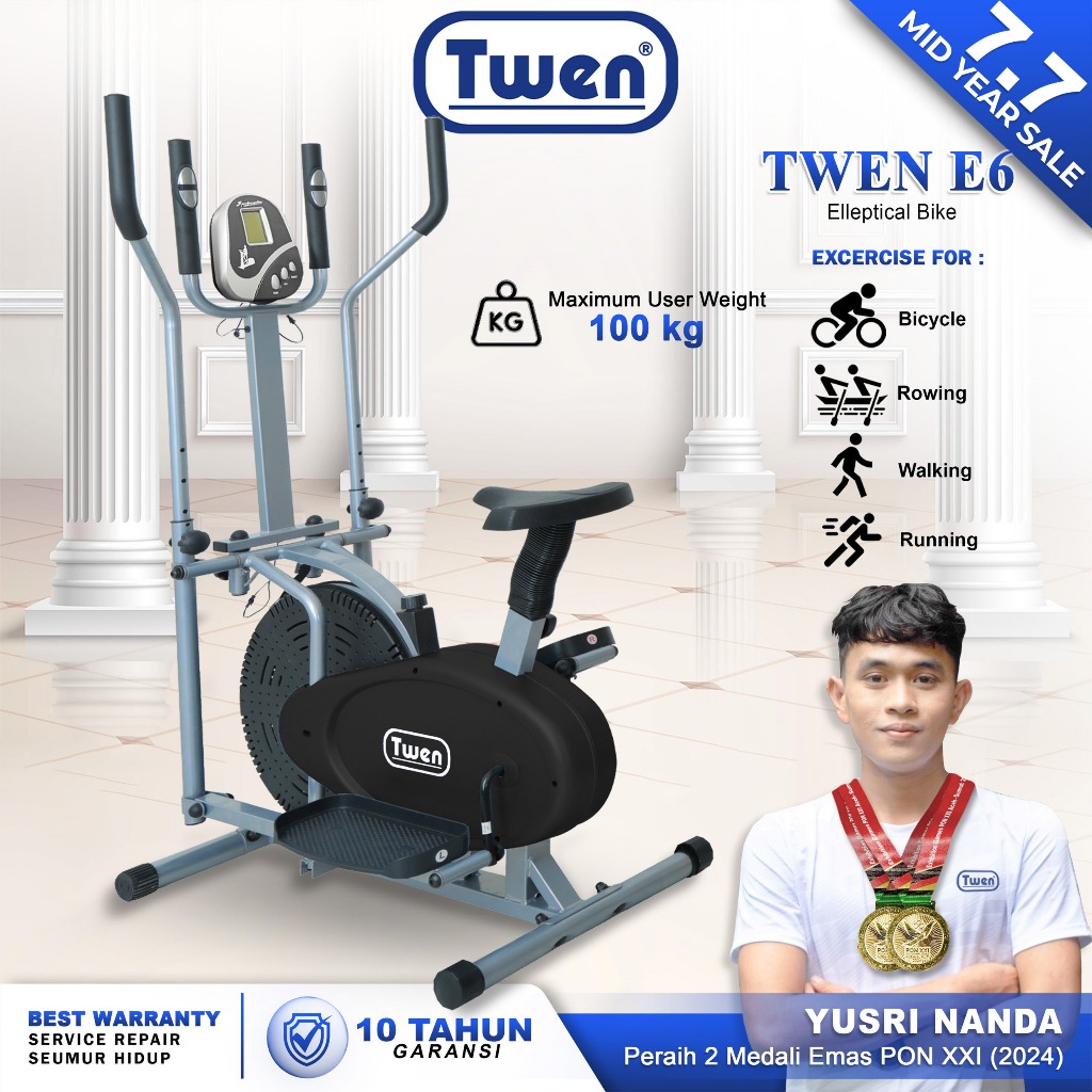 TWEN E6 Orbitrack Tracer Elliptical Bike Sepeda Fitness Sepeda Statis