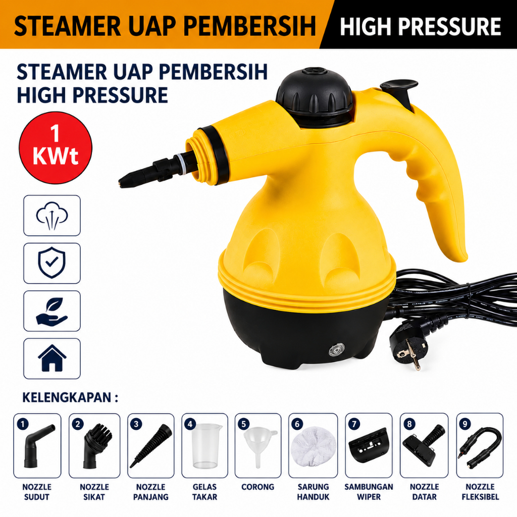 Steam Cleaner Pembersih Uap Multi Fungsi 1000W - Alat Cuci Steam Portable Handheld