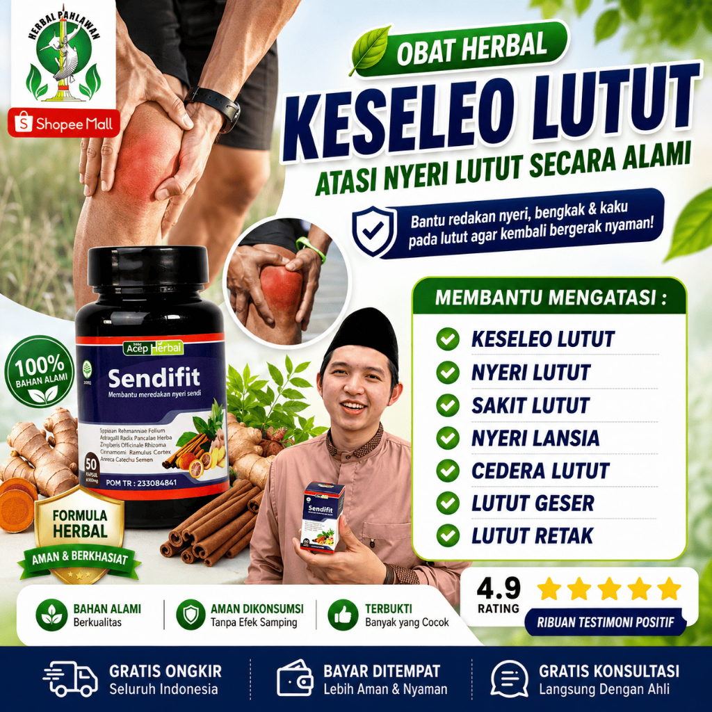 Obat Keseleo Lutut, Nyeri Lutut, Sakit Lutut Lansia, Lutut Cedera - SendiFit Legalitas Resmi BPOM